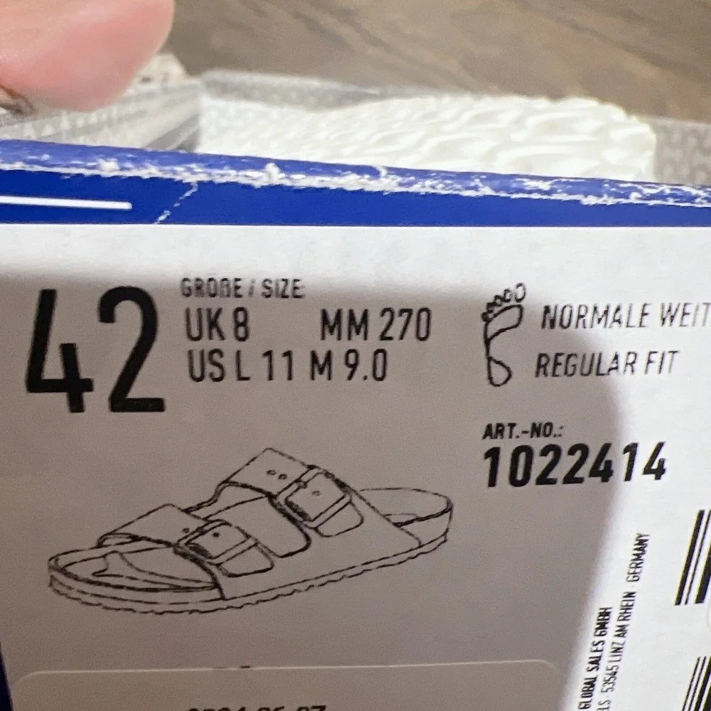 Birkenstock Arizona Exquisite - White Leather- Men's Sandals EU 42 US 9- 9.5 R - Picture 12 of 12